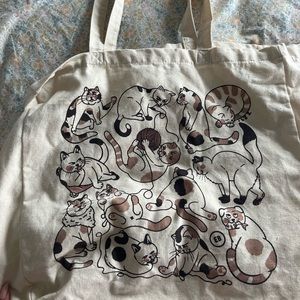 cute cat canvas tote